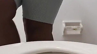 Desperate for a Pee Holding as Long as I Can Pissing in the Toilet