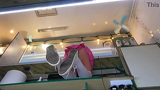 Molten barely legal yo stunner working g-string-less for additional cash and opening up her gams broad open for some bonus.mp4