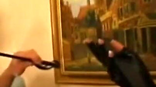 Humiliating whipping and dildo sucking