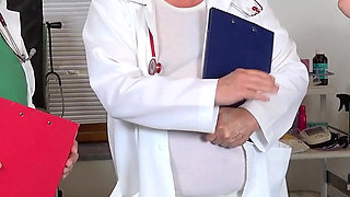 Seductive teen Little Eliss examined by two old perverts