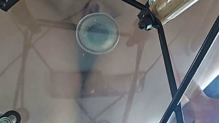 Close up translucent dildo fucking