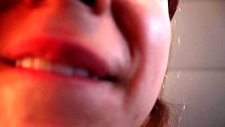 Big tit amateur brunette fucks a dildo close up and hardcore