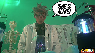 Fakehub Originals - Mad Scientist Steve Brings a Gorgeous Doll Lady Bug to Life & Gives Her a Wild Lab Workout