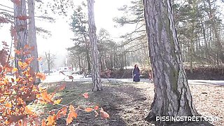 Pissing Street featuring Katy Rose's medium size tits movie