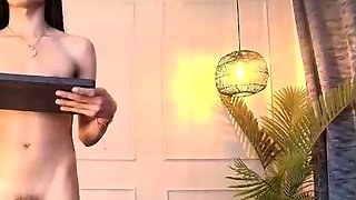 Shemale tranny enjoying solo masturbation