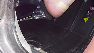 Pedal Pumping Size 16 Feet in Jeep Heels & Barefoot