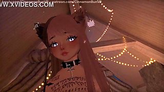 VR Blowjob - Submissive Girl Takes Rough Deep Throat in Hentai