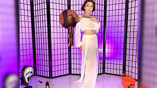 Princess Leia Stripteasing and Fingering Both Holes for You