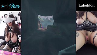 British gamer girl gets completely naked while playing a VR game