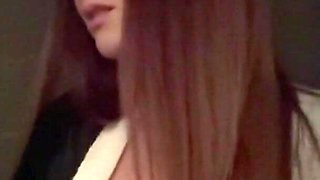 Smoking a Cigarette Out at Night and Showing My Big Tits