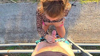 HottPussyTits Performs Risky Roadside Deepthroat and Tit Cumshot