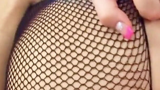 Horny blonde skinny teen with nylon gets fucked in the ass by her step brother