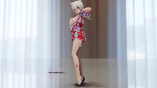 Chocolate Cream Cheongsam Black Stockings Red-soled High Heels