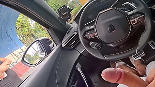 Risky Masturbation in the Car with a Hot Girl at the Bus Stop in Public!