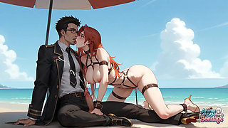 Swept Away by the Tide and Lovin' Milk Bondage on the Beach - XXX!