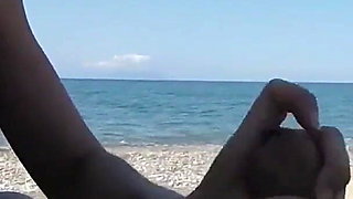 Exhibitionist Outdoor Amateur Girl Sucks Big Cock on Nudity Beach to Viewer with Cum