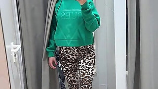 Try on Leggings and Pants, Boobs Tease, Pussy Flashing