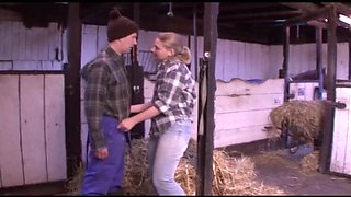 German amateur blonde teen rides big dick hard in barn cowgirl