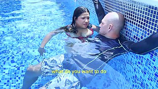 Seduced the Neighbor and Had Loud Sex After the Pool - Mouthful Cumshot