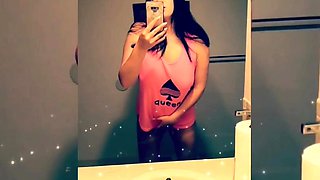 Cute amateur brunette naughty in solo jerking show on camera