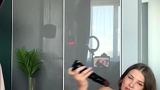 Small titted babe toys her pussy on webcam