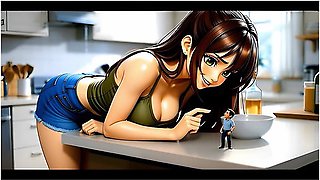 Tiny Man In Kitchen - Ai Giantess Vore