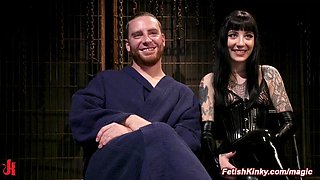 Tattooed mistress torments balls