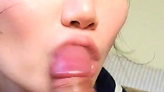 Asian Student Giving Passionate Blowjob and Cum in Mouth - Nicolove