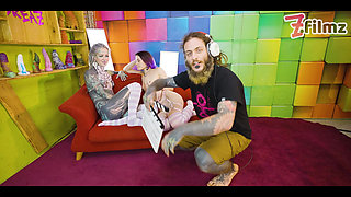 Two slim cuties get fucked by a serviceman with fat cock