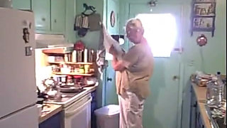 Sexy Dutch girl milf gilf cooks breakfast