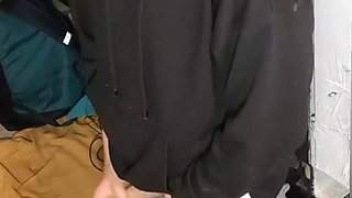 I Masturbate in Sweatpants, a Black Sweatshirt and Nike Sneakers