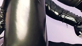 Busty Redhead MILF in a Corset Plays Solo