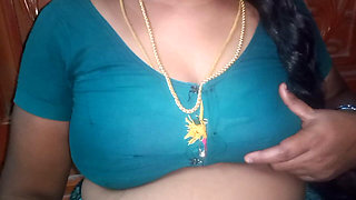 Tamil Aunty Squeezing Her Breasts When She Is Alone and Unable to Control Her Emotions