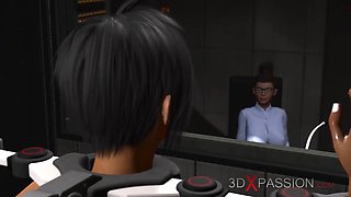 Big tits sexy girl gets fucked hard by shemale android in the lab. Fuck machine