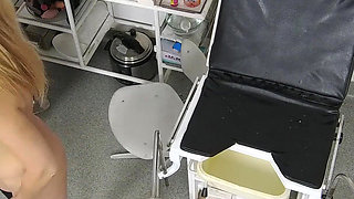 Recording of rectal temperature measurement of naked female