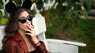 Sensual Russian Angel Smoking Cigarette in Sunlight