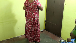 Mature Maid Is Bending Over and Cleaning the House When a Young Bull Touches Her and Has Sex with Her, Her Moan in Pleasure.