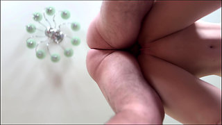 Passionate anal sex, viewed from below