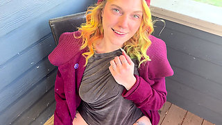 Hairy Pussy Smoking on Front Porch
