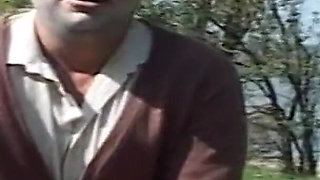 Teen Pisses and Fucks Horny Grandpa Outdoor