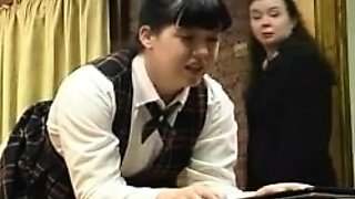 Teen in Schoolgirl Uniform Spanking Older Man