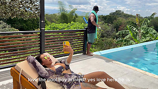 Horny Latina Guest Can’t Oppose the BBC Pool Boy Outdoors - Rioc69
