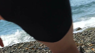 155 Caught on Beach: Sporty Girl in Crotchless Bodysuit Rides Stranger Hard
