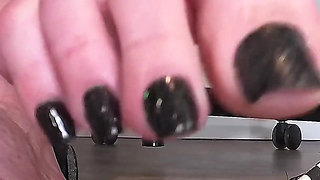 Sneaky Office Foot Tease in Checkerboard Vans - Toe-only Strip & Intense Barefoot Play POV