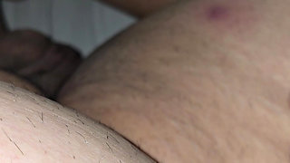 Stepmom hand slowly slip from stepson leg on his dick gave him a handjob