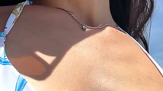 Selfie Fun and Beauty Boobs Flashing on the Beacch