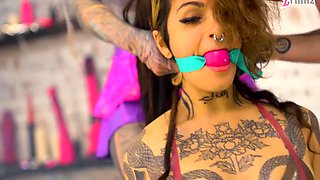 Double Latex Femdom Spit & Dildo Domination - Yazmin Aziz And Lily Lu