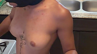 In the Kitchen Cooking and Preparing Food Booty Naked!