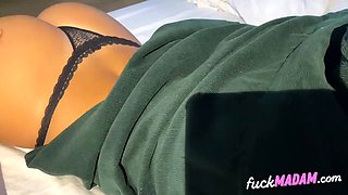 Busty Brunette in Lingerie Tries Anal Close-Up