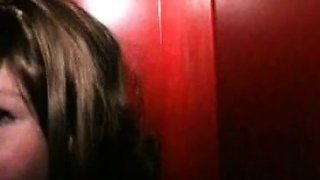 Glory hole blowjob busty amateur blonde fucking in stall